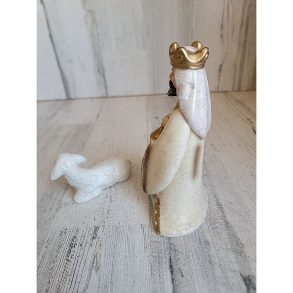 Nativity scene king gift sheep xmas ceramic home decor figure set - Picture 3 of 5